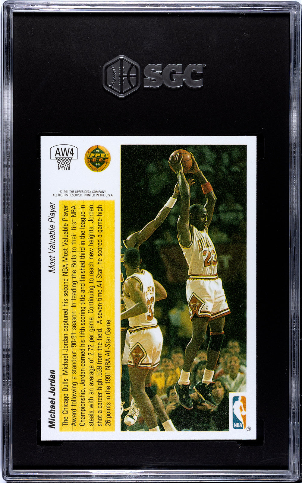 1991-92 Upper Deck AW4 Michael Jordan Award Winner Hologram | SGC 8 NM | Iconic MVP Tribute