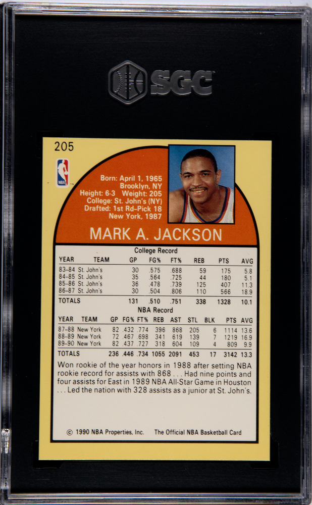 1990-91 NBA Hoops #205 Mark Jackson Card – SGC 6 EX/NM