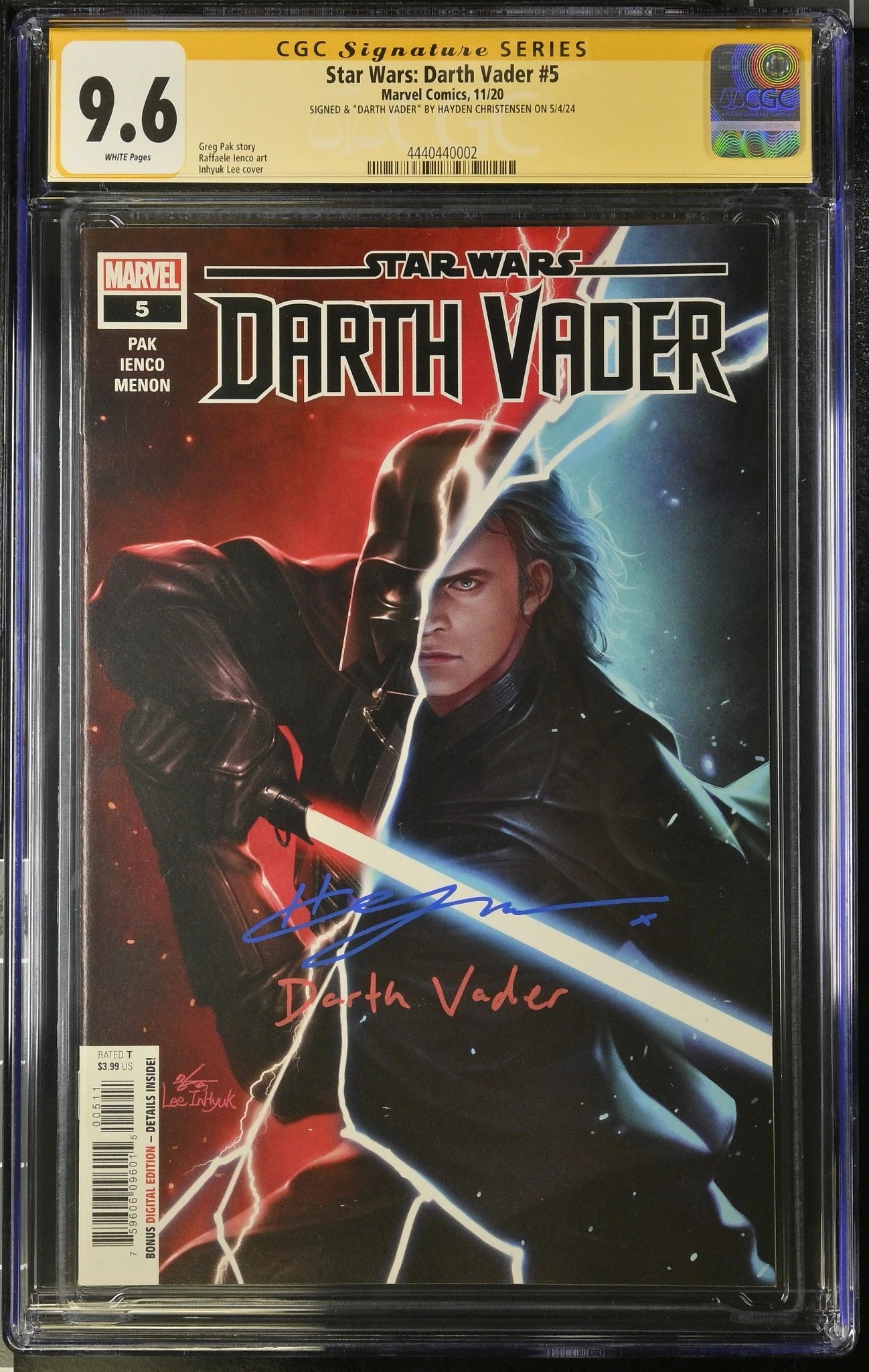 CGC 9.6 Darth Vader #5 Signed by Hayden Christensen - Star Wars Comic ...