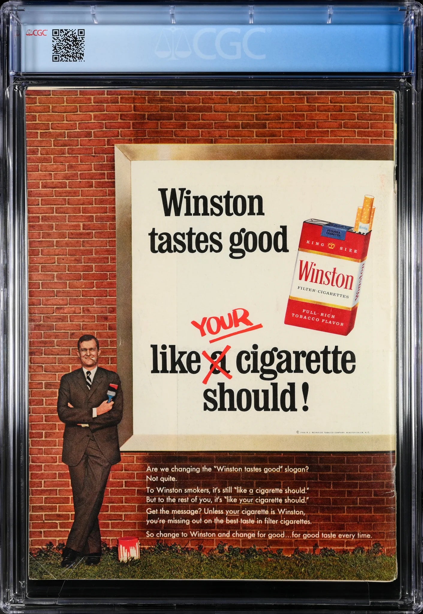 Back cover of Sports Illustrated, August 29, 1966, featuring a Winston cigarette advertisement with a classic slogan and vintage design.