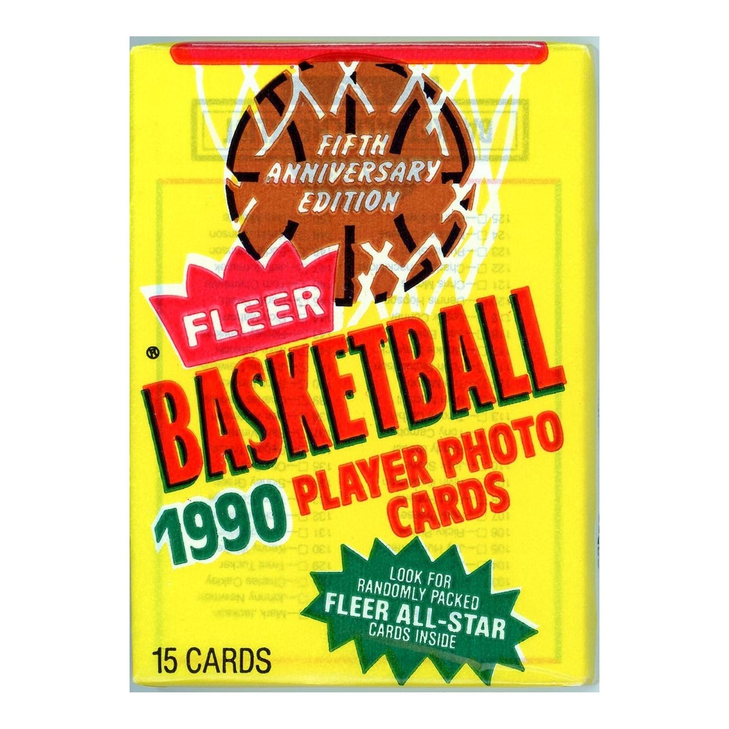 1990 Fleer Basketball Fifth Anniversary Edition Sealed Wax Pack