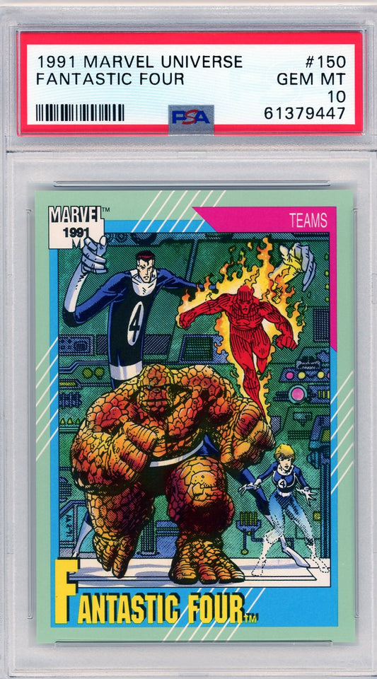 Front of 1991 Marvel Universe Fantastic Four #150 graded PSA 10 featuring full team art