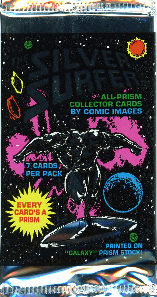 1992 Silver Surfer Prism Trading Cards by Comics Images, sealed pack featuring stunning prism designs of Marvel's cosmic hero