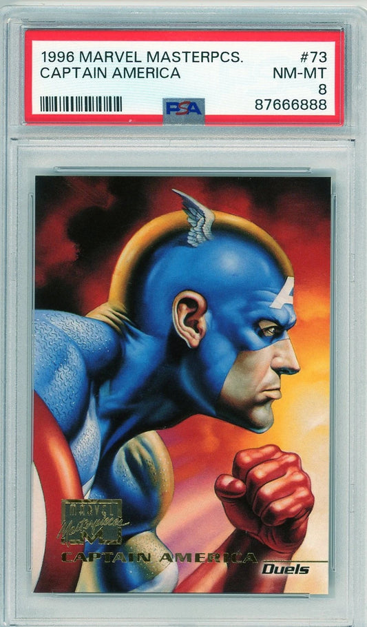 1996 Marvel Masterpieces Captain America #73 PSA 8