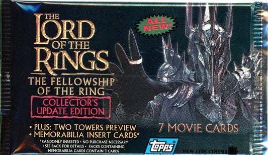 2002 sealed Lord of the Rings Fellowship of the Ring Collector's Pack by Topps with 7 movie cards.