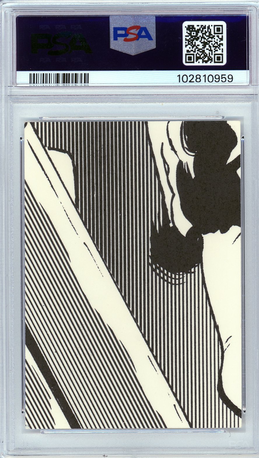 Back image of 1989 Marvel Bustin' Out #45 Captain America card from the Mike Zeck Collection, graded PSA 8.