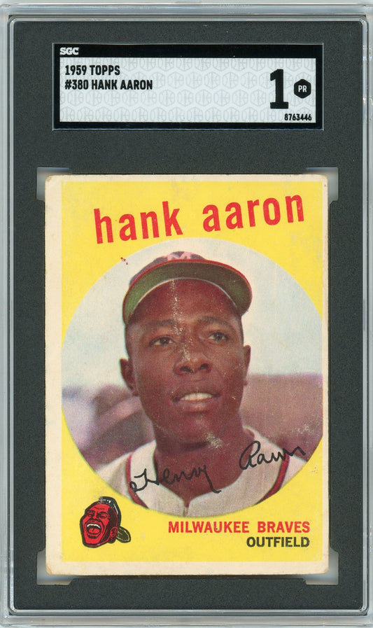 1959 Topps #380 Hank Aaron Milwaukee Braves – SGC 1.0 Graded Vintage Baseball Card
