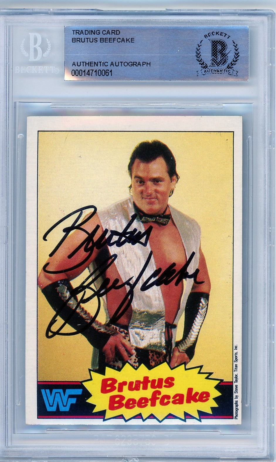 WWF Brutus Beefcake autographed wrestling card, Beckett-certified authentic, rare collectible for wrestling fans