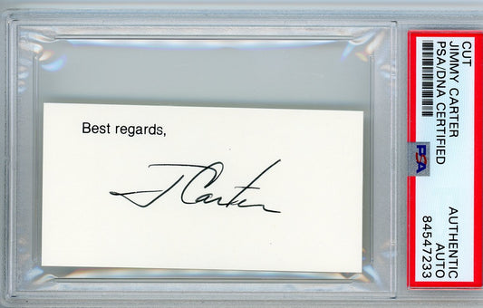 Authentic cut signature of President Jimmy Carter, PSA/DNA certified, encapsulated collectible for presidential memorabilia enthusiasts