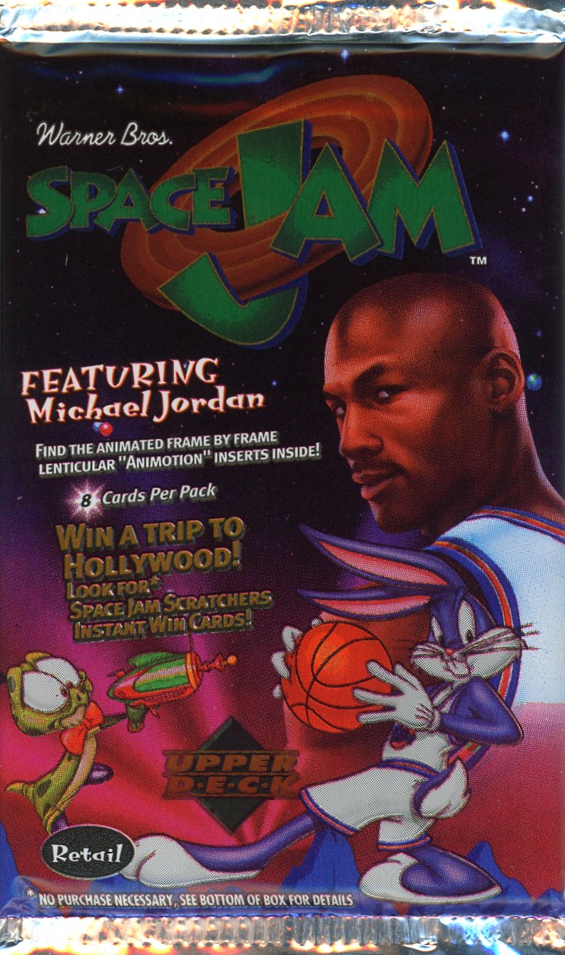 1996 Space Jam sealed Upper Deck trading card pack featuring Michael Jordan and Bugs Bunny - rare vintage collectible