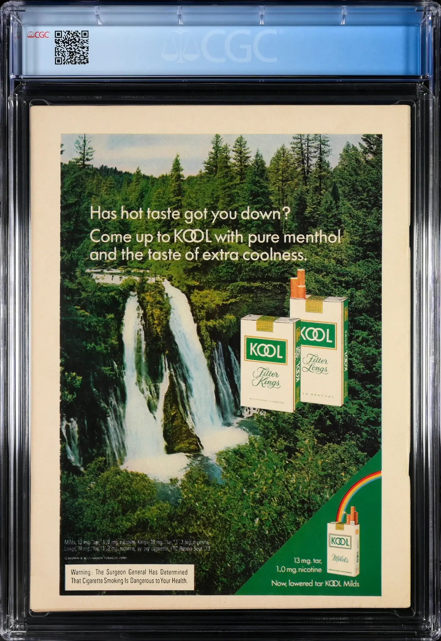 Back cover of The Ring magazine, September 1974, featuring a Kool cigarettes advertisement with scenic imagery and a menthol flavor promotion